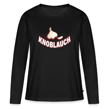 KNOBLAUCH - Frauen Premium Bio Langarmshirt - Schwarz - Vorne - Julia (174cm)