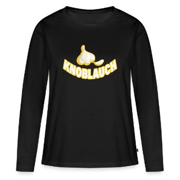 KNOBLAUCH - Frauen Premium Bio Langarmshirt - Schwarz - Vorne - Julia (174cm)