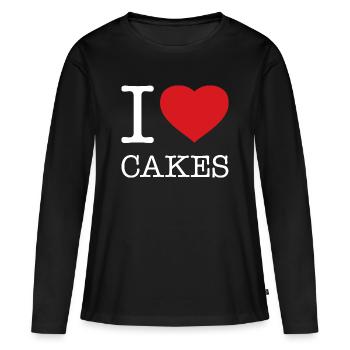 J’ADORE LES GÂTEAUX Gâteau - T-shirt manches longues Premium bio Femme - noir - Devant - Julia (174cm)
