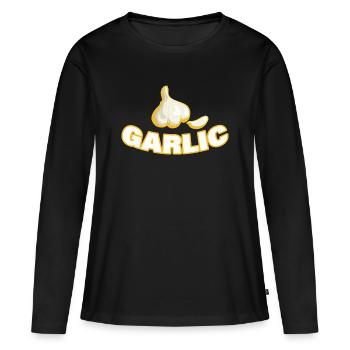 GARLIC - Frauen Premium Bio Langarmshirt - Schwarz - Vorne - Julia (174cm)