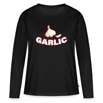 GARLIC - Frauen Premium Bio Langarmshirt - Schwarz - Vorne - Julia (174cm)