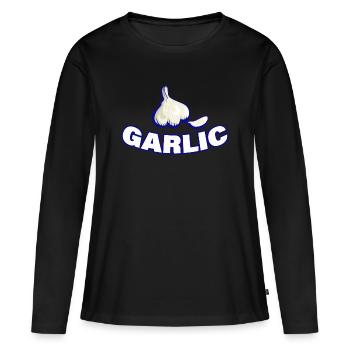 GARLIC - Frauen Premium Bio Langarmshirt - Schwarz - Vorne - Julia (174cm)