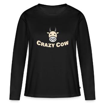 VACHE FOLE - T-shirt manches longues Premium bio Femme - noir - Devant - Julia (174cm)