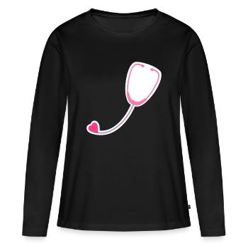Stéthoscope coloré - T-shirt manches longues Premium bio Femme - noir - Devant - Julia (174cm)