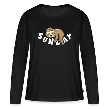 Dimanche paresseux bande dessinée drôle Icône de chemise du dimanche - T-shirt manches longues Premium bio Femme - noir - Devant - Julia (174cm)