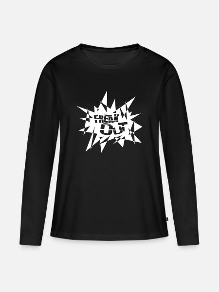 Kantiger Explosionsburst Text - Frauen Premium Bio Langarmshirt - Schwarz
