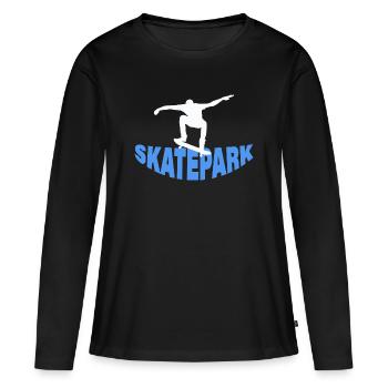 SKATEPARK - T-shirt manches longues Premium bio Femme - noir - Devant - Julia (174cm)