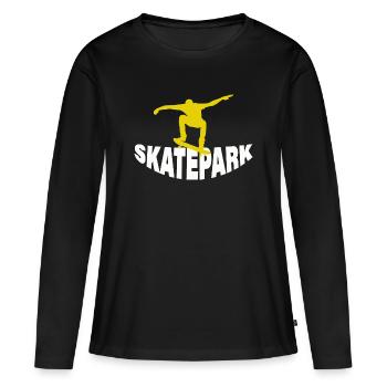 SKATEPARK - T-shirt manches longues Premium bio Femme - noir - Devant - Julia (174cm)