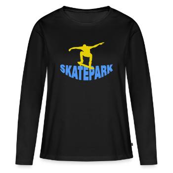 SKATEPARK - T-shirt manches longues Premium bio Femme - noir - Devant - Julia (174cm)