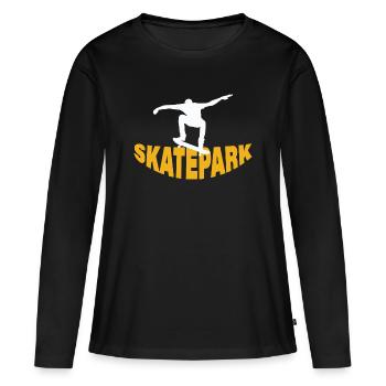 SKATEPARK - T-shirt manches longues Premium bio Femme - noir - Devant - Julia (174cm)
