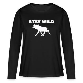 RESTEZ SAUVAGE - T-shirt manches longues Premium bio Femme - noir - Devant - Julia (174cm)