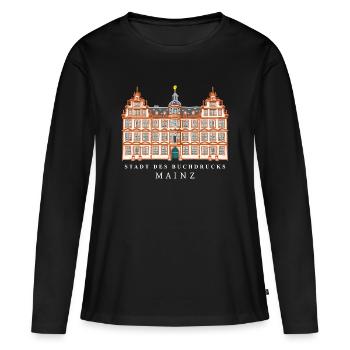 Mayence, ville de l’imprimerie, Allemagne - T-shirt manches longues Premium bio Femme - noir - Devant - Julia (174cm)