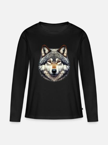 Wolf - Women's Premium Organic Long Sleeve Shirt - black