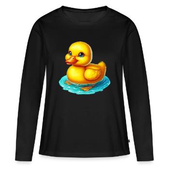 Ente Ente Ente Ente Ente - Frauen Premium Bio Langarmshirt - Schwarz - Vorne - Julia (174cm)