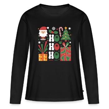 Ensemble d’icônes de Noël festif pour vêtements - T-shirt manches longues Premium bio Femme - noir - Devant - Julia (174cm)