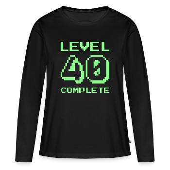 Stufe 40 abgeschlossen - Frauen Premium Bio Langarmshirt - Schwarz - Vorne - Julia (174cm)