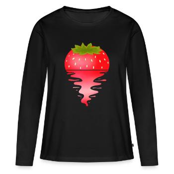 Sunset Fraise - T-shirt manches longues Premium bio Femme - noir - Devant - Julia (174cm)