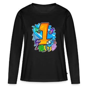Numéro 1 Numéro Un - Motif Poissons - T-shirt manches longues Premium bio Femme - noir - Devant - Julia (174cm)