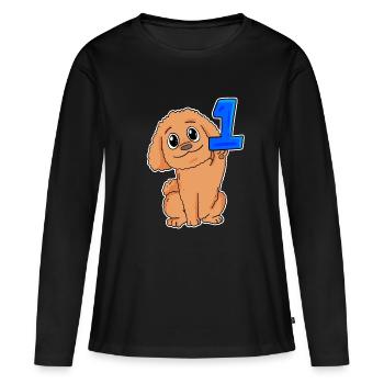 Numéro 1 Numéro Un - Motif Chien - T-shirt manches longues Premium bio Femme - noir - Devant - Julia (174cm)