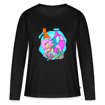 Numéro 1 Numéro Un - Motif Sirène - T-shirt manches longues Premium bio Femme - noir - Devant - Julia (174cm)
