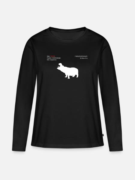 Nilpferd - Frauen Premium Bio Langarmshirt - Schwarz