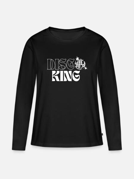 Disco King Retro Party T-Shirt - Frauen Premium Bio Langarmshirt - Schwarz