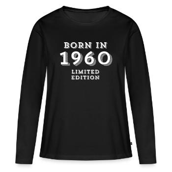 1960, année de naissance, date de naissance - T-shirt manches longues Premium bio Femme - noir - Devant - Julia (174cm)