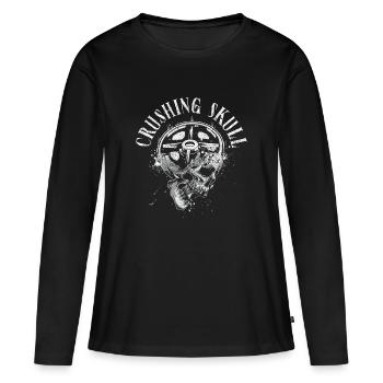 Écrasement du crâne Powerlifting - T-shirt manches longues Premium bio Femme - noir - Devant - Julia (174cm)