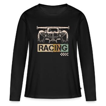 Voiture de course rétro tuner tuner course - T-shirt manches longues Premium bio Femme - noir - Devant - Julia (174cm)