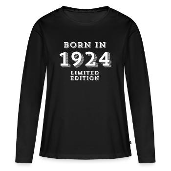 1924, Geburtsjahr, hundertjähriges Jubiläum - Frauen Premium Bio Langarmshirt - Schwarz - Vorne - Julia (174cm)