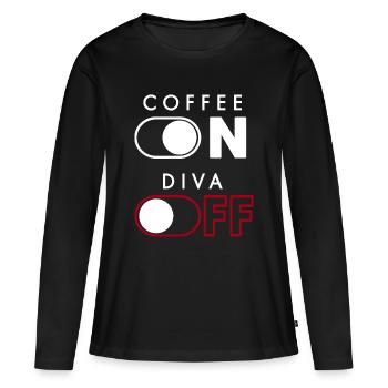 Kaffee Diva - Frauen Premium Bio Langarmshirt - Schwarz - Vorne - Julia (174cm)