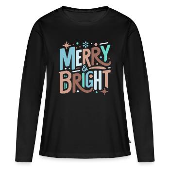 Merry & Bright Festive Typography - Women's Premium Organic Long Sleeve Shirt - black - Front - Julia (174cm)