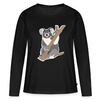 Koala Koala Ours - T-shirt manches longues Premium bio Femme - noir - Devant - Julia (174cm)