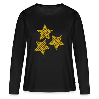 NOËL. ETOILE. ETOILES. CHRISTMAS. JOUR DE L'AN - T-shirt manches longues Premium bio Femme - noir - Devant - Julia (174cm)