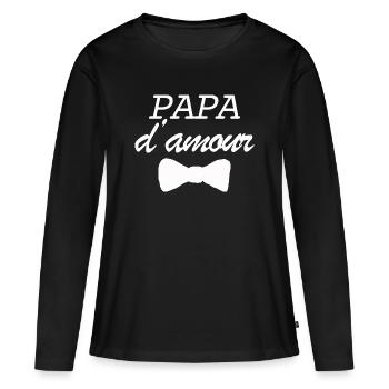 fêtes des pères cadeau fête des pères - T-shirt manches longues Premium bio Femme - noir - Devant - Julia (174cm)
