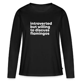 Flamingo Flamingo Flamingo - Frauen Premium Bio Langarmshirt - Schwarz - Vorne - Julia (174cm)