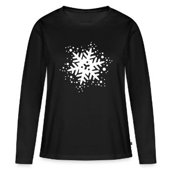 Flocon de neige Tenue d’hiver Noël Cristal - T-shirt manches longues Premium bio Femme - noir - Devant - Julia (174cm)