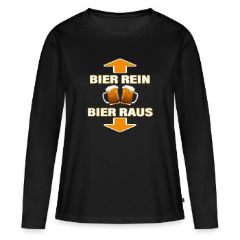 BIER REIN - BIER RAUS - Frauen Premium Bio Langarmshirt - Schwarz - Vorne - Julia (174cm)