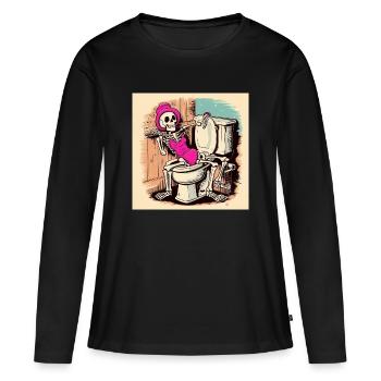 Squelette dans la salle de bain avec maillot de bain - T-shirt manches longues Premium bio Femme - noir - Devant - Julia (174cm)