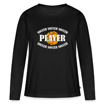 SOCCER PLAYER - Frauen Premium Bio Langarmshirt - Schwarz - Vorne - Julia (174cm)