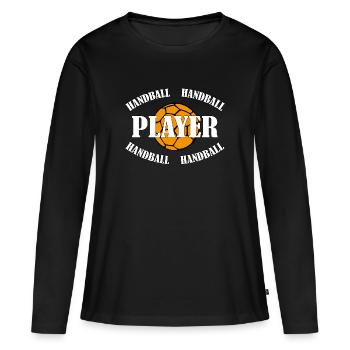 HANDBALL PLAYER - Frauen Premium Bio Langarmshirt - Schwarz - Vorne - Julia (174cm)