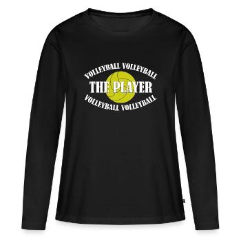 VOLLEYBALL - THE PLAYER - Frauen Premium Bio Langarmshirt - Schwarz - Vorne - Julia (174cm)