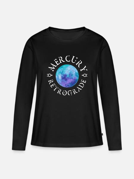 Mercury Retrograde White - Frauen Premium Bio Langarmshirt - Schwarz