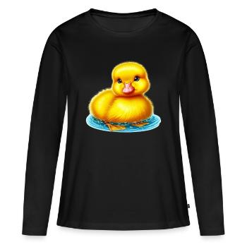 Ente Ente Ente Ente Ente - Frauen Premium Bio Langarmshirt - Schwarz - Vorne - Julia (174cm)