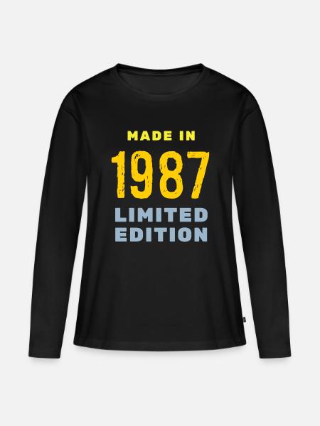 1987 - Frauen Premium Bio Langarmshirt - Schwarz