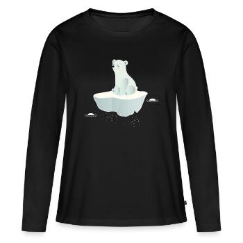 Ours polaire rêveur sur une banquise - T-shirt manches longues Premium bio Femme - noir - Devant - Julia (174cm)