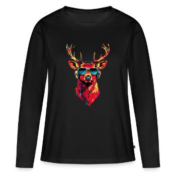 Deer, Antlers, Hunting, Deer, Reindeer, Red Deer, Hunter - Women's Premium Organic Long Sleeve Shirt - black - Front - Julia (174cm)
