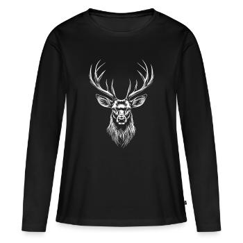 Deer, Antlers, Hunting, Deer, Reindeer, Red Deer, Hunter - Women's Premium Organic Long Sleeve Shirt - black - Front - Julia (174cm)