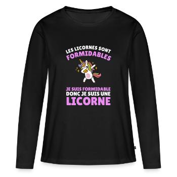 je suis formidable donc je suis une licorne - T-shirt manches longues Premium bio Femme - noir - Devant - Julia (174cm)