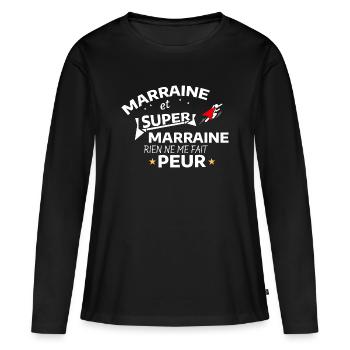 Hommage aux Marins et Superhéros - T-shirt manches longues Premium bio Femme - noir - Devant - Julia (174cm)